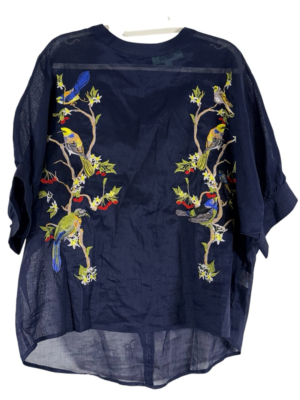 Karlie Clothes Embroidered Bird 100% Linen Blouse
